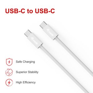 Equip USB 2.0 Cable, USB-C Male to USB-C Male, 0.3m, PD 60W, White