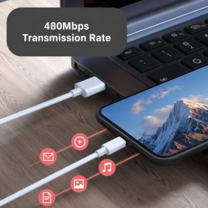 Equip USB 2.0 Cable, USB-A Male to USB-C Male, 0.5m White