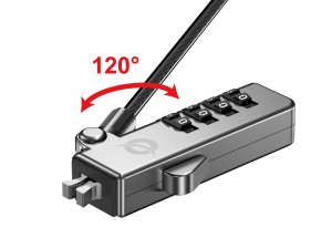 Conceptronic CUSTODIO01BW Combination Laptop Lock, Wedge Slot, 1.8m