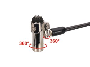 Conceptronic CUSTODIO02BNTM Keyed Dual Head Laptop Lock, Nano Lock Slot, Master Keyed Compatible, 1.8m