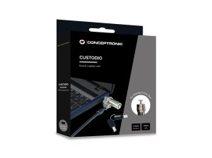 Conceptronic CUSTODIO02BSM Keyed Laptop Lock, Standard Security Slot, Master Keyed Compatible, 1.8m
