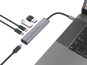 Conceptronic HUBBIES22G 4-Port USB 3.2 Gen 1 Hub, 2 x USB-C & 2 x USB-A Ports, 5Gbps, USB-C PD 100W