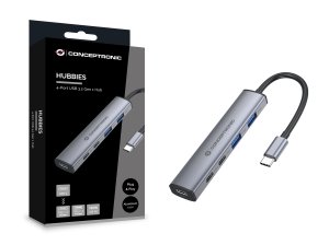 Conceptronic HUBBIES22G 4-Port USB 3.2 Gen 1 Hub, 2 x USB-C & 2 x USB-A Ports, 5Gbps, USB-C PD 100W