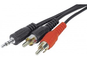 3.5mm to 2x RCA Male soundcard cord, 10 m, Black