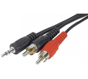 Stereo cord 3.5 mm jack to 2 x RCA male, 1.80 m