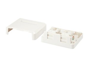 2-Port Keystone Jack Surface Mount Box, 60 x 70 x 26.4 mm, White