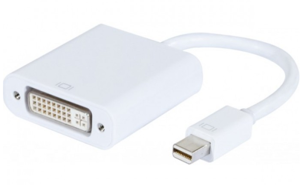 Mini DisplayPort 1.1 to DVI-D passive conv Plastic housing