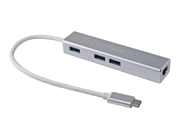 Equip USB-C to 3-port USB 3.0 Hubs with Gigabit adapter