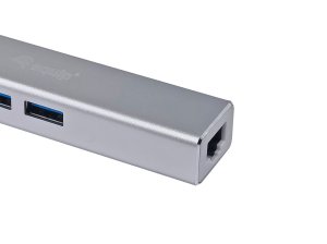 Equip USB-C to 3-port USB 3.0 Hubs with Gigabit adapter
