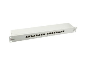 16-Port Cat.5e Shielded Patch Panel, Light Grey