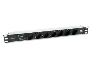 7-Outlet German Power Distribution Unit with USB, Aluminum Shell