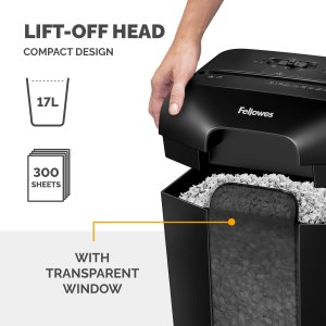 Fellowes LX Series Paper Shredder LX41 8 Sheet Mini Cut Shredder with 17 Litre Bin Advanced Security P4