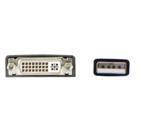 USB 2.0 (A) Male to DVI-I (29 Pin), 0.2m, Black