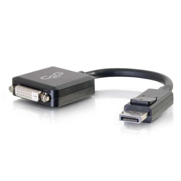 C2G 8in DisplayPortTM Male to Single Link DVI-D Female Adapter Converter - Black