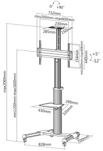 Equip 650602 37-70“ 90° Rotate Single Display LFD Trolley