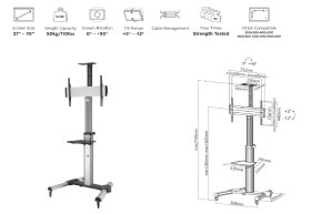 Equip 650602 37-70“ 90° Rotate Single Display LFD Trolley