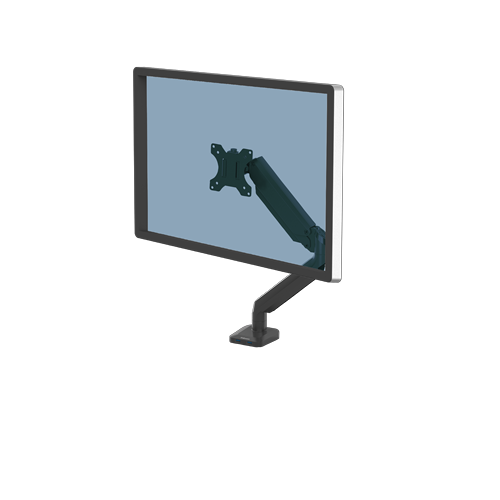 Fellowes Platinum Series Monitor Arm - Monitor Mount for 8KG 40 Inch Screens - Adjustable Monitor Desk Mount - Tilt 45° Pan 180° Swivel 360° Rotation 360°, VESA 75 x 75/100 x 100 - Black