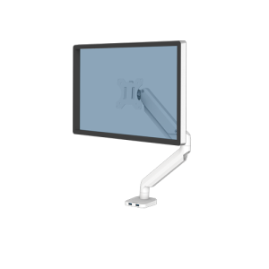 Fellowes Platinum Series Monitor Arm - Monitor Mount for 8KG 40 Inch Screens - Adjustable Monitor Desk Mount - Tilt 45° Pan 180° Swivel 360° Rotation 360°, VESA 75 x 75/100 x 100 - White