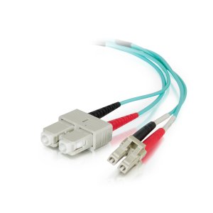C2G 3m ST-ST 10Gb 50/125 OM3 Duplex Multimode PVC Fibre Optic Cable (LSZH) - Aqua