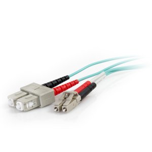 C2G 10m LC-ST 10Gb 50/125 OM3 Duplex Multimode PVC Fibre Optic Cable (LSZH) - Aqua