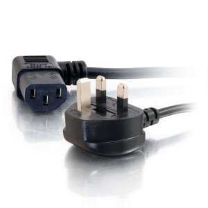 C2G 2m 18 AWG 90 Degree Power Cable (IEC320C13R to BS1363)