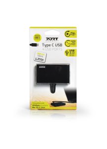 Port Designs 900123 interface hub USB 3.2 Gen 1 (3.1 Gen 1) Type-C 5000 Mbit/s Black
