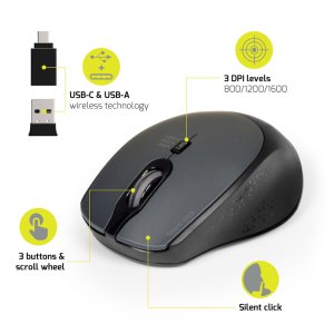 Port Designs PORT Connect MOUSE OFFICE PRO SILENT WIRELESS - BLACK Mouse