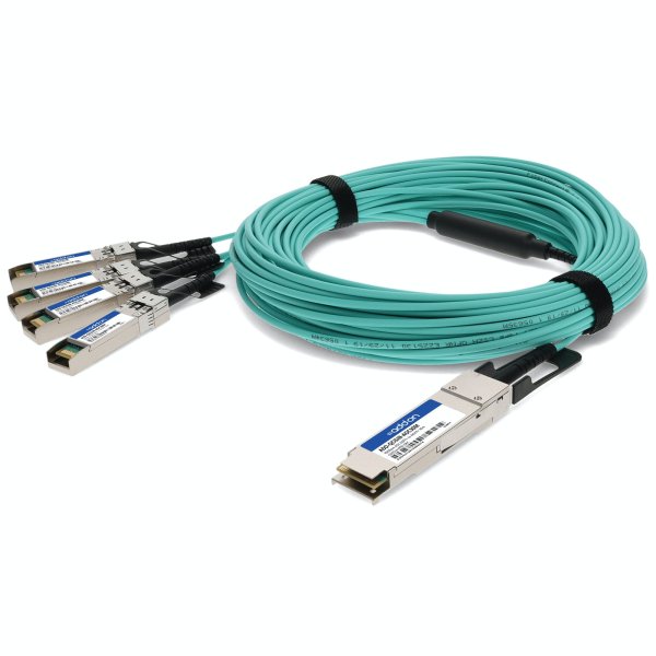 AddOn Networks ADD-QCISIN-AOC30M InfiniBand/fibre optic cable 30 m QSFP+ 4x SFP+ AOC Aqua colour