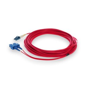 AddOn Networks 10m SC to LC Red OS2 Duplex OFNR (Riser-Rated) SMF Fiber Patch Cable