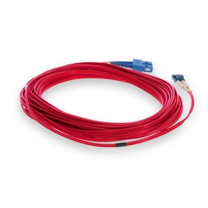 AddOn Networks 10m SC to LC Red OS2 Duplex OFNR (Riser-Rated) SMF Fiber Patch Cable
