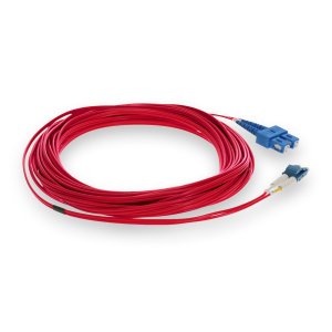 AddOn Networks 10m SC to LC Red OS2 Duplex OFNR (Riser-Rated) SMF Fiber Patch Cable