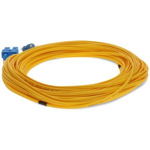 20m LC (Male) to SC (Male) Yellow OS2 Duplex Fiber OFNR (Riser-Rated) Miniboot Patch Cable with Serialized Labels