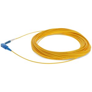 20m LC (Male) to SC (Male) Yellow OS2 Simplex Fiber OFNR (Riser-Rated) Miniboot Patch Cable with Serialized Labels