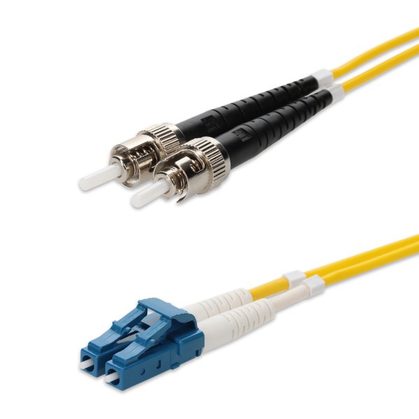 AddOn Networks ST to LC Yellow OS2 Duplex OFNP (Plenum-Rated) SMF Fiber Patch Cable