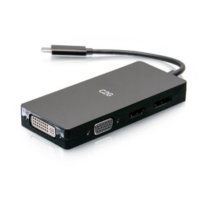 C2G USB-C® Multiport Adapter, 4-in-1 Video Adapter with HDMI®, DisplayPortTM, DVI, & VGA - 4K 60Hz