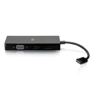 C2G USB-C® Multiport Adapter, 4-in-1 Video Adapter with HDMI®, DisplayPortTM, DVI, & VGA - 4K 60Hz