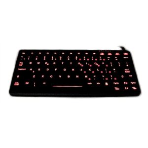 Ruggedised fully sealed IP67 rated USB mini keyboard in Black originally designed in partnership with Kent Police for in-vehicle applications it includes backlight keys providing easy to read legends even in complete darkness. Supplied by Hypertec.