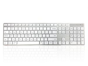 Accuratus KYBAC301-BTMACUS keyboard RF Wireless + Bluetooth QWERTY US English Silver, White