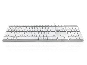 Accuratus 301 Mac keyboard Universal USB QWERTY UK English Silver, White