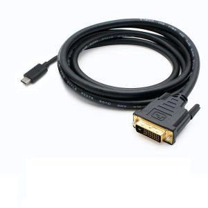 6ft USB 3.1 (C) Male to DVI-D Dual Link (24+1 pin) Male Black Cable For Resolution Up to 2560x1600 (WQXGA)