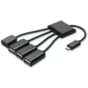 8in Micro-USB 2.0 (B) Male to USB 2.0 (A) Female Black Hub