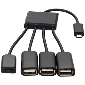 8in Micro-USB 2.0 (B) Male to USB 2.0 (A) Female Black Hub