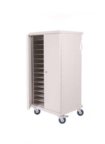 Storage & charging trolley for up to 15 laptops/30 netbooks Chromebooks or tablets.